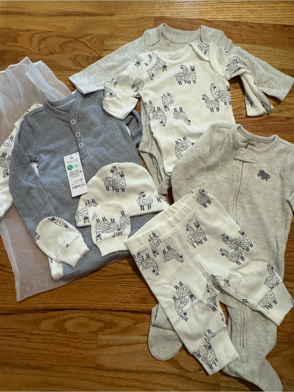 8 piece set carters boy set 3m new w tags and gift set cotton blue stripe sheep